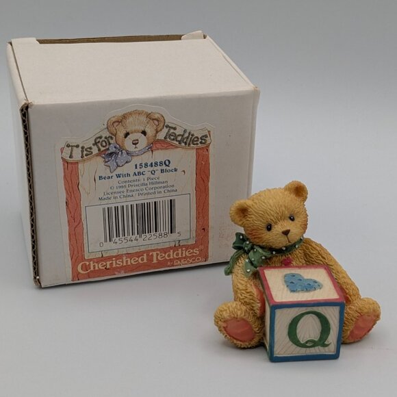 Cherished Teddies Bear with ABC "Q" Block (158488Q) 1995 - Picture 2 of 10